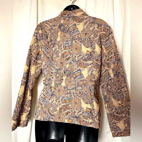 Analogy Lightweight Denim-like Cotton Blend Embroidered Jacket Womens Sz M - Picture 2 of 7